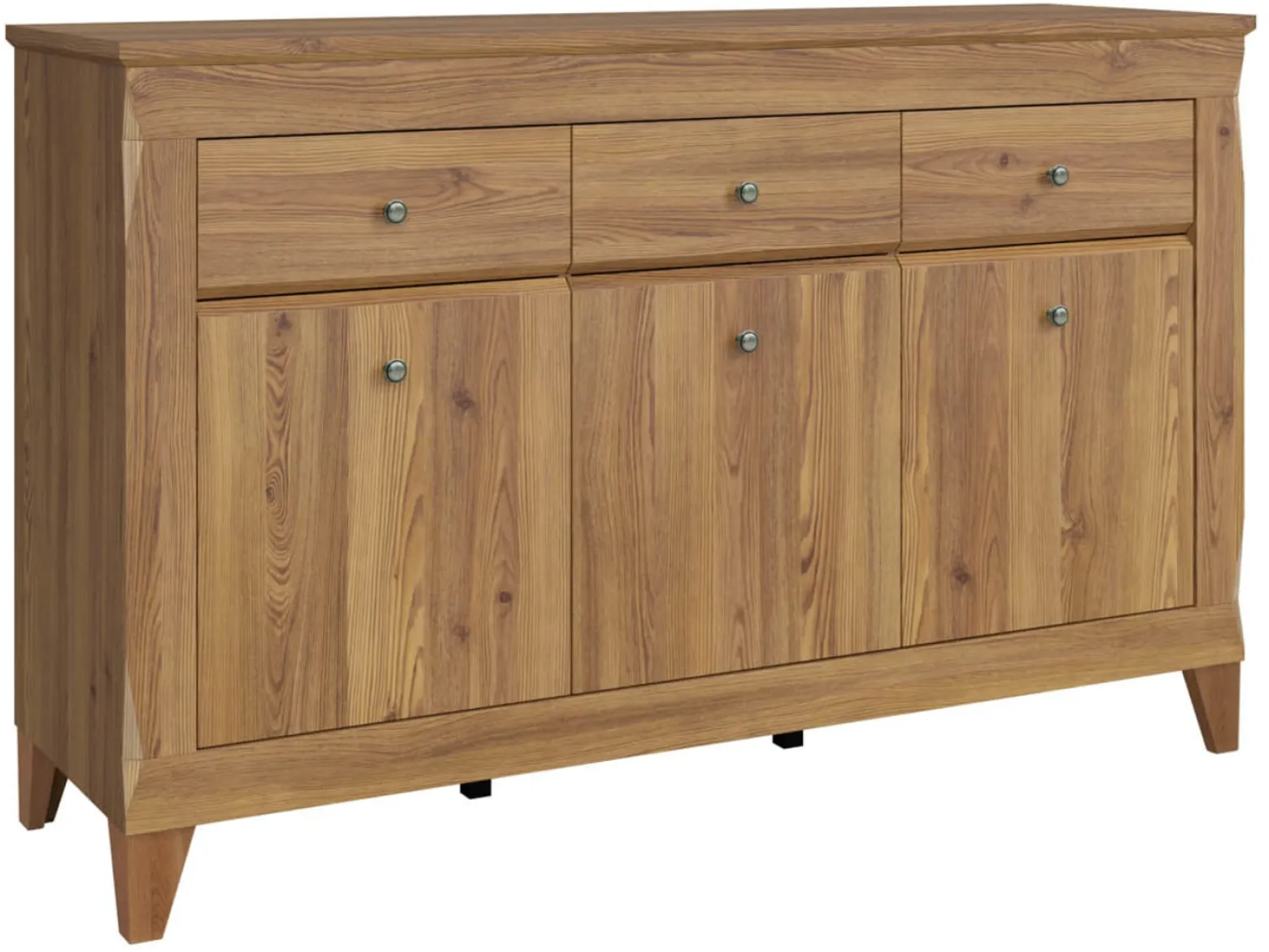Komoda Bergen 156 cm z 3 drzwiami i 3 szufladami modrzew sibiu złoty