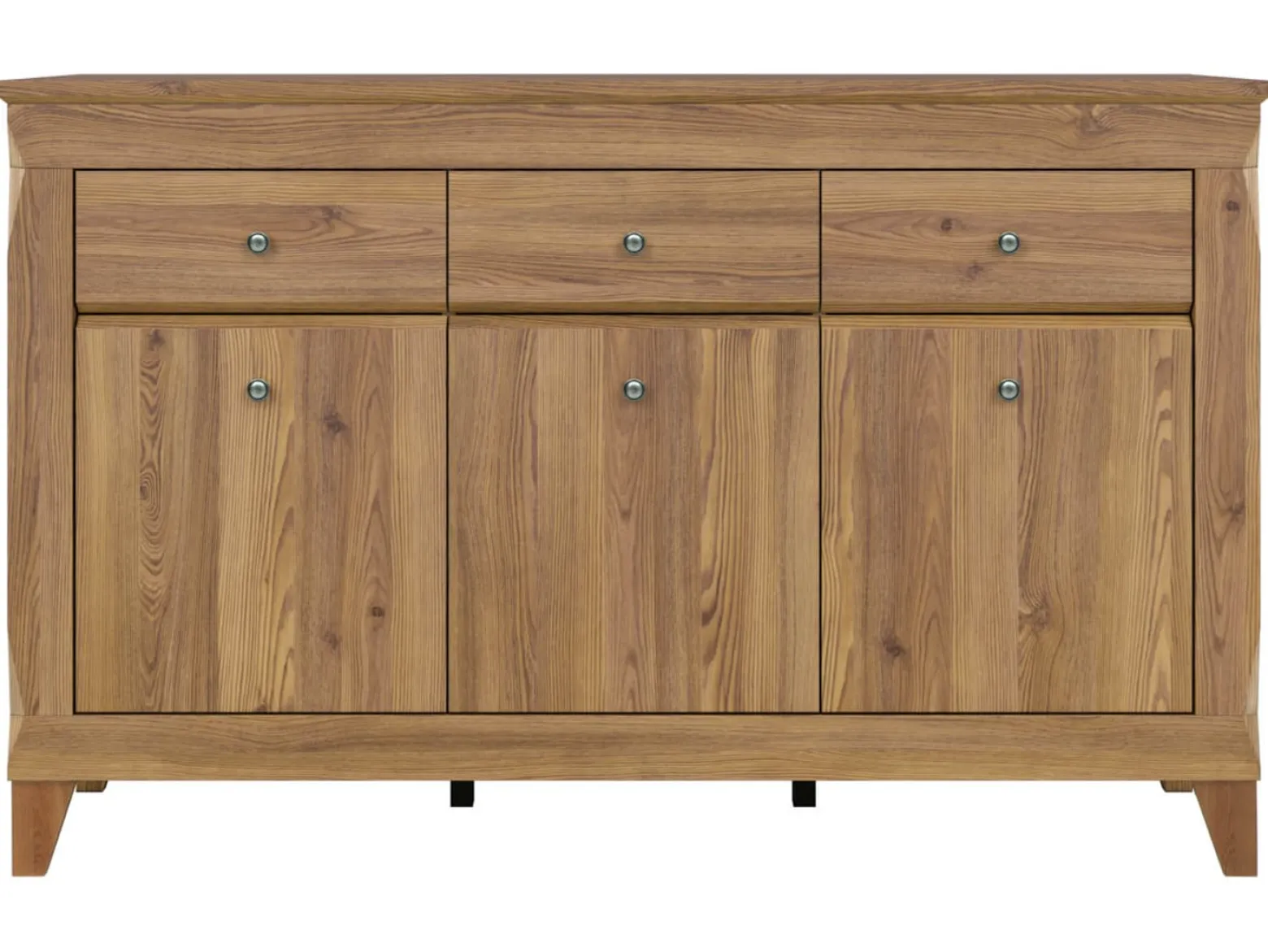 Komoda Bergen 156 cm z 3 drzwiami i 3 szufladami modrzew sibiu złoty