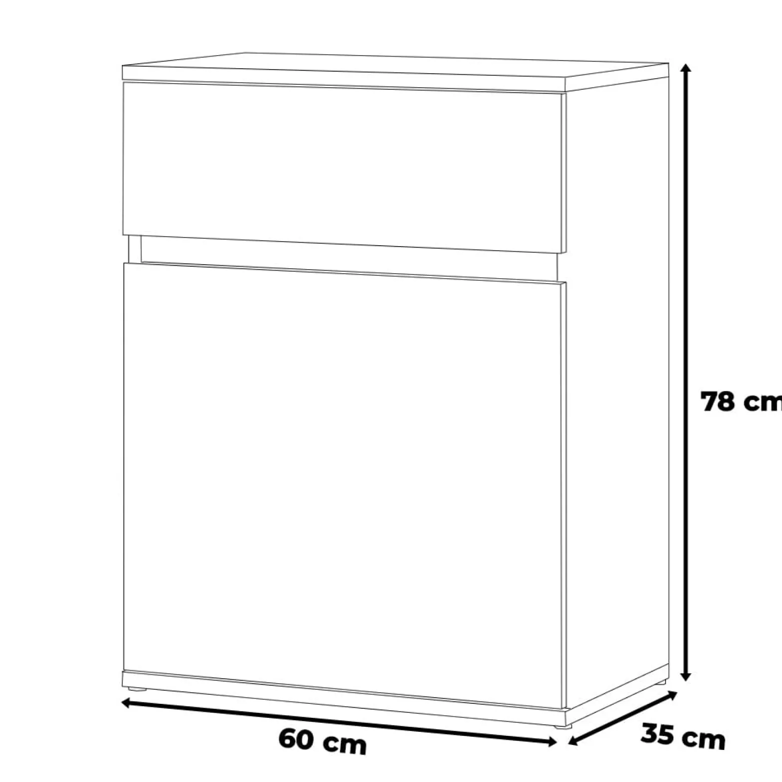 Komoda biała z szufladą szafka 60cm nowoczesna bezuchwytowa
