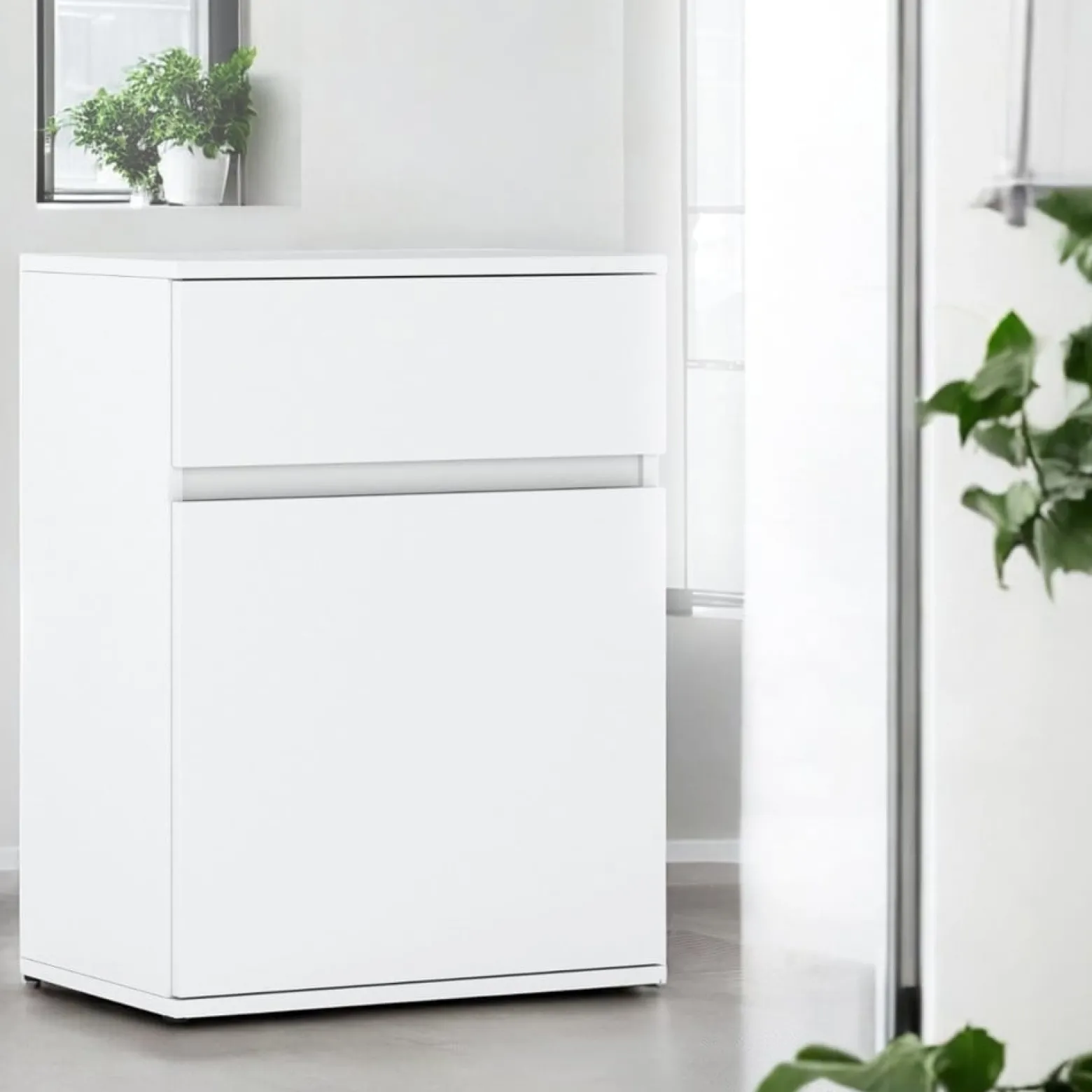 Komoda biała z szufladą szafka 60cm nowoczesna bezuchwytowa