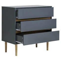 KOMODA Bisley ciemnoszara 3 SZUFLADY drewno sosnowe MDF