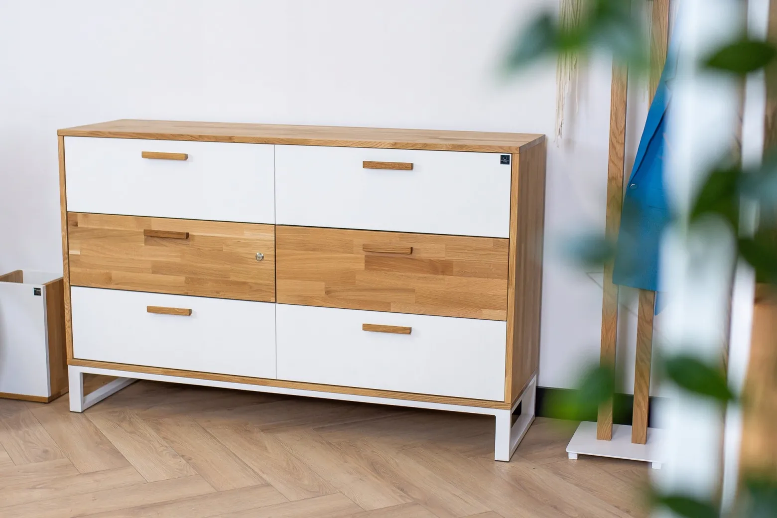 Komoda Biurowa Stylowa Biaław Industrialnym Stylu 140cm