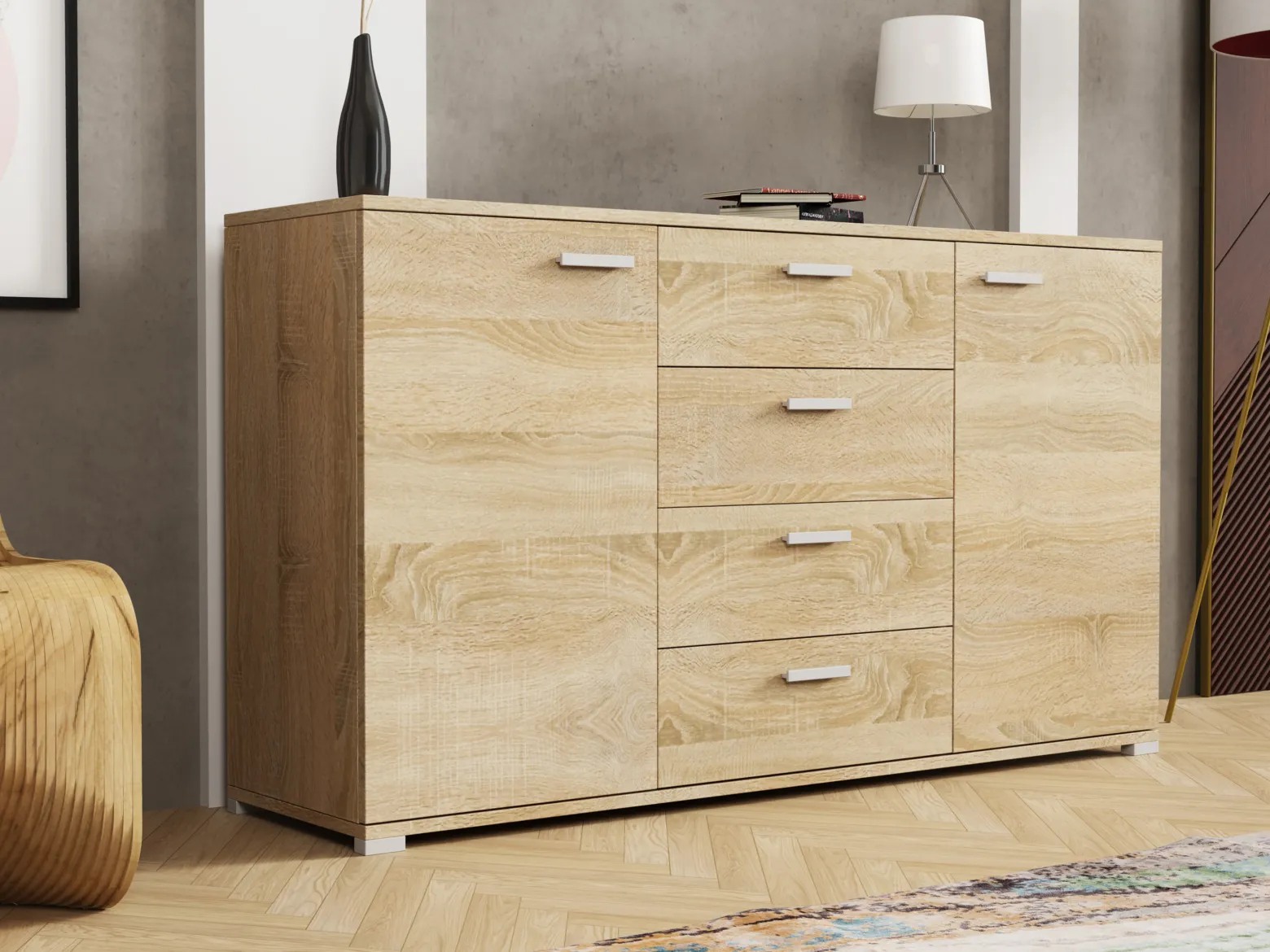 Komoda Brixton 150 cm Sonoma nowoczesna