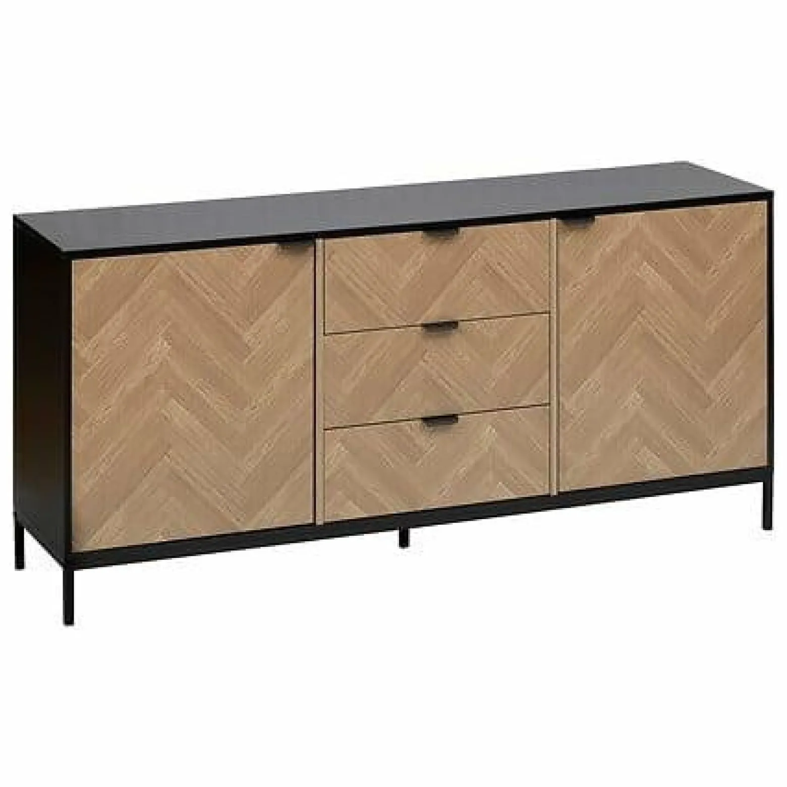 Komoda Chevrons z efektem drewna 3 szuflady i 2 szafki