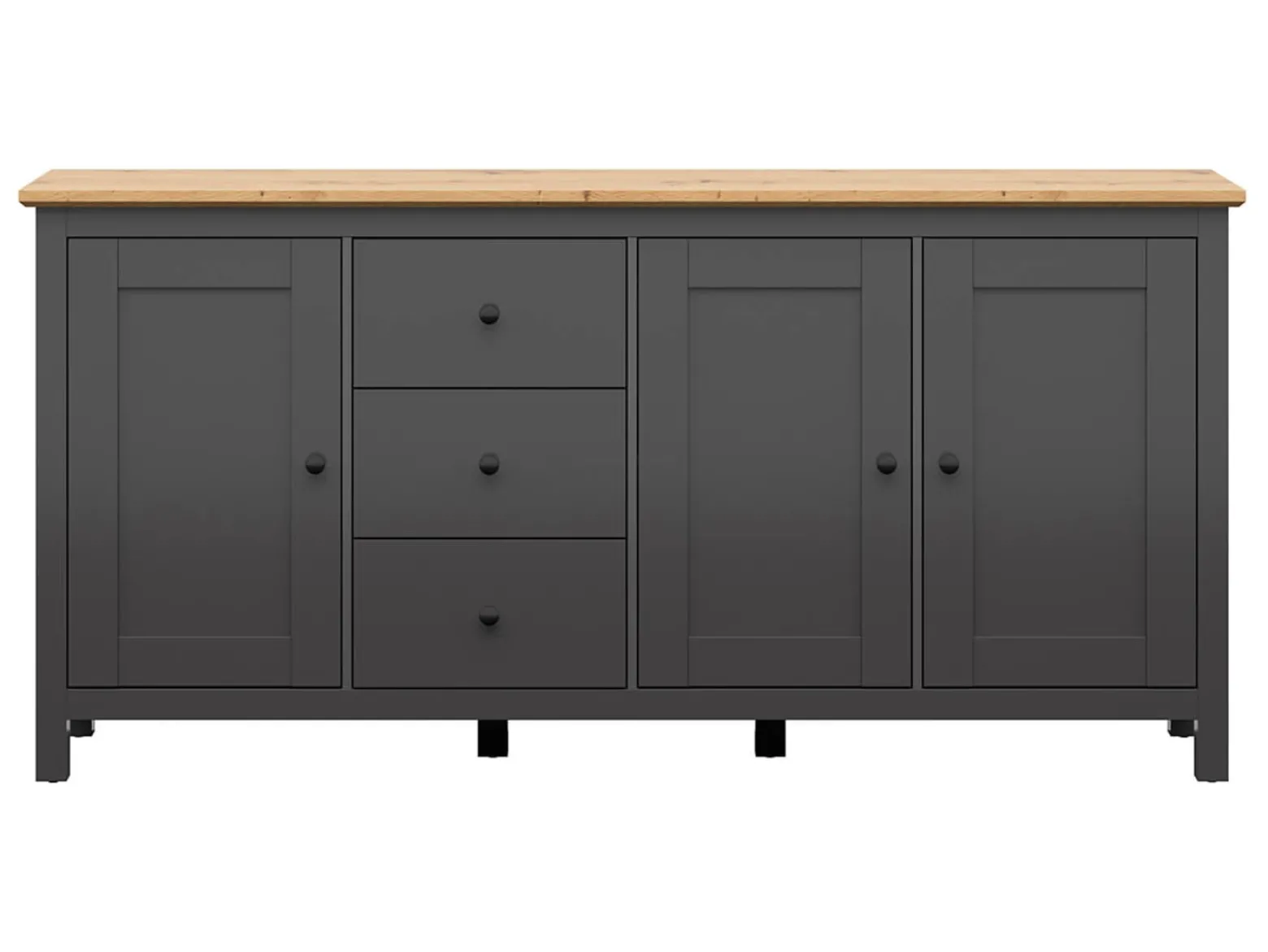 Komoda Claudio 199 cm z 3 drzwiami i 3 szufladami grafit/dąb artisan