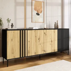 Komoda 220 cm czterodrzwiowa RUSTICA czarna