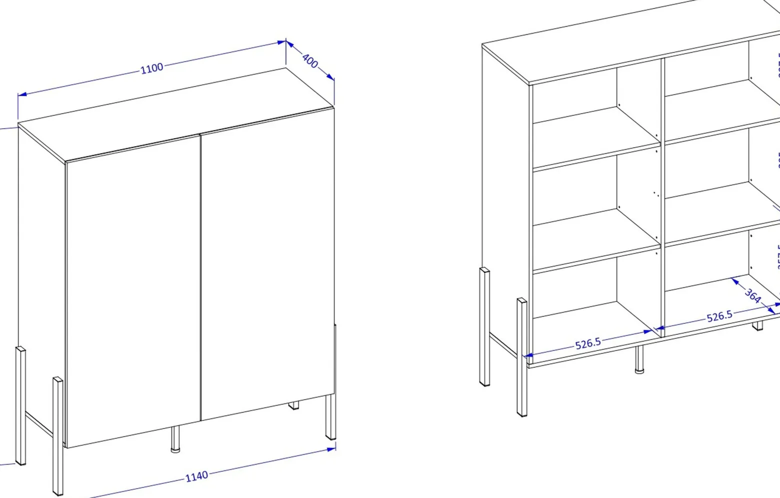 Komoda 114 cm do salonu sypialni z półkami JUKON