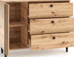 Komoda 120 cm na nóżkach z szufladami do salonu LERON dąb artisan