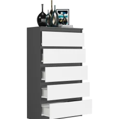 Komoda 70cm 5 szuflad szafka FRAMIRE R-5 antracyt mix