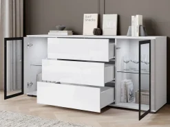 Komoda 150 cm z szufladami CAVIO biały połysk