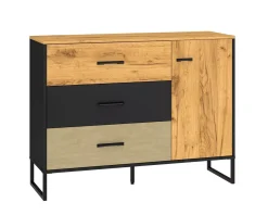 Komoda COLIN 06 1D3S 120 dąb złoty craft/czarna