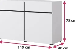 Komoda CROSS 2D2S 119cm biała/czarna