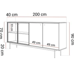 Komoda czterodrzwiowa ISA 4D z oświetleniem LED