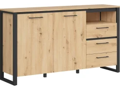 Komoda Dodson 160 cm z 2 drzwiami i 4 szufladami dąb artisan/czarny