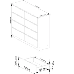 Komoda do salonu, STILO, 8 szuflad, 120cm, dąb sonoma, mat | TYLETEGOTU