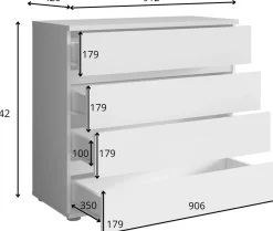 Komoda do sypialni 91 cm z szufladami FLORIS biała
