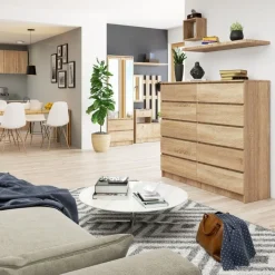 Komoda do sypialni, STILO, 10 szuflad, 140x40x121 cm, sonoma | TYLETEGOTU