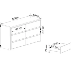Komoda do sypialni, 6 szuflad, STILO, 100x35x57, artisan, mat | TYLETEGOTU