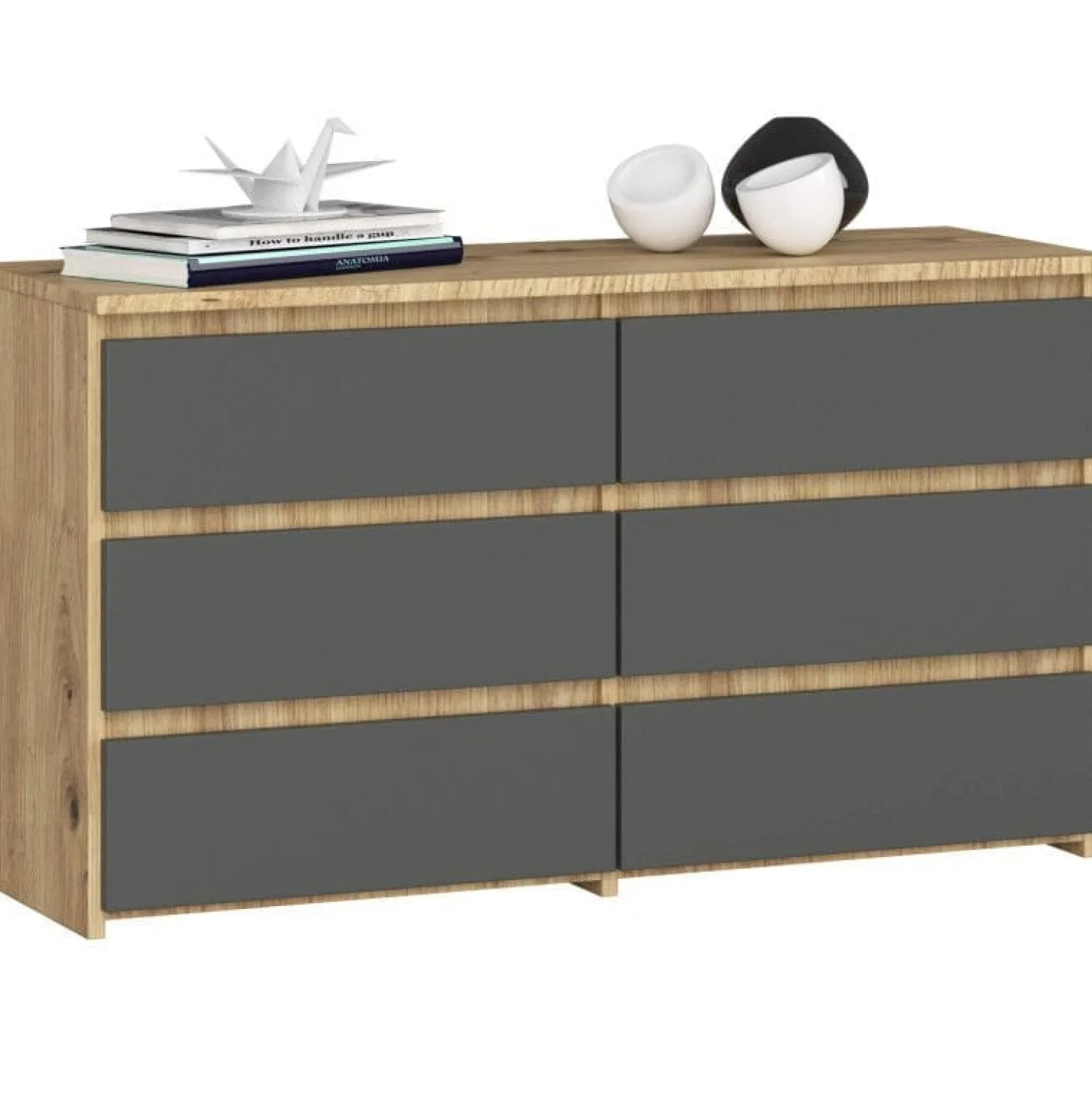 Komoda do sypialni, 6 szuflad, STILO, 100x35x57, artisan, mat | TYLETEGOTU