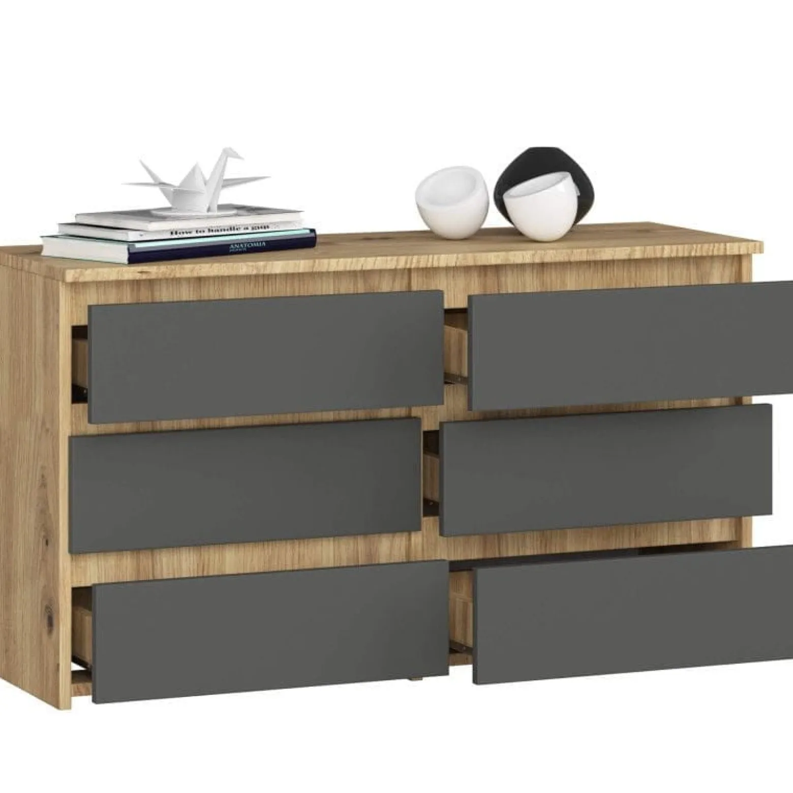 Komoda do sypialni, 6 szuflad, STILO, 100x35x57, artisan, mat | TYLETEGOTU
