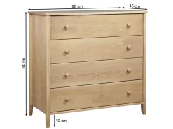 Komoda drewniana COLORADO II, 4 szuflady, kolor orzech
