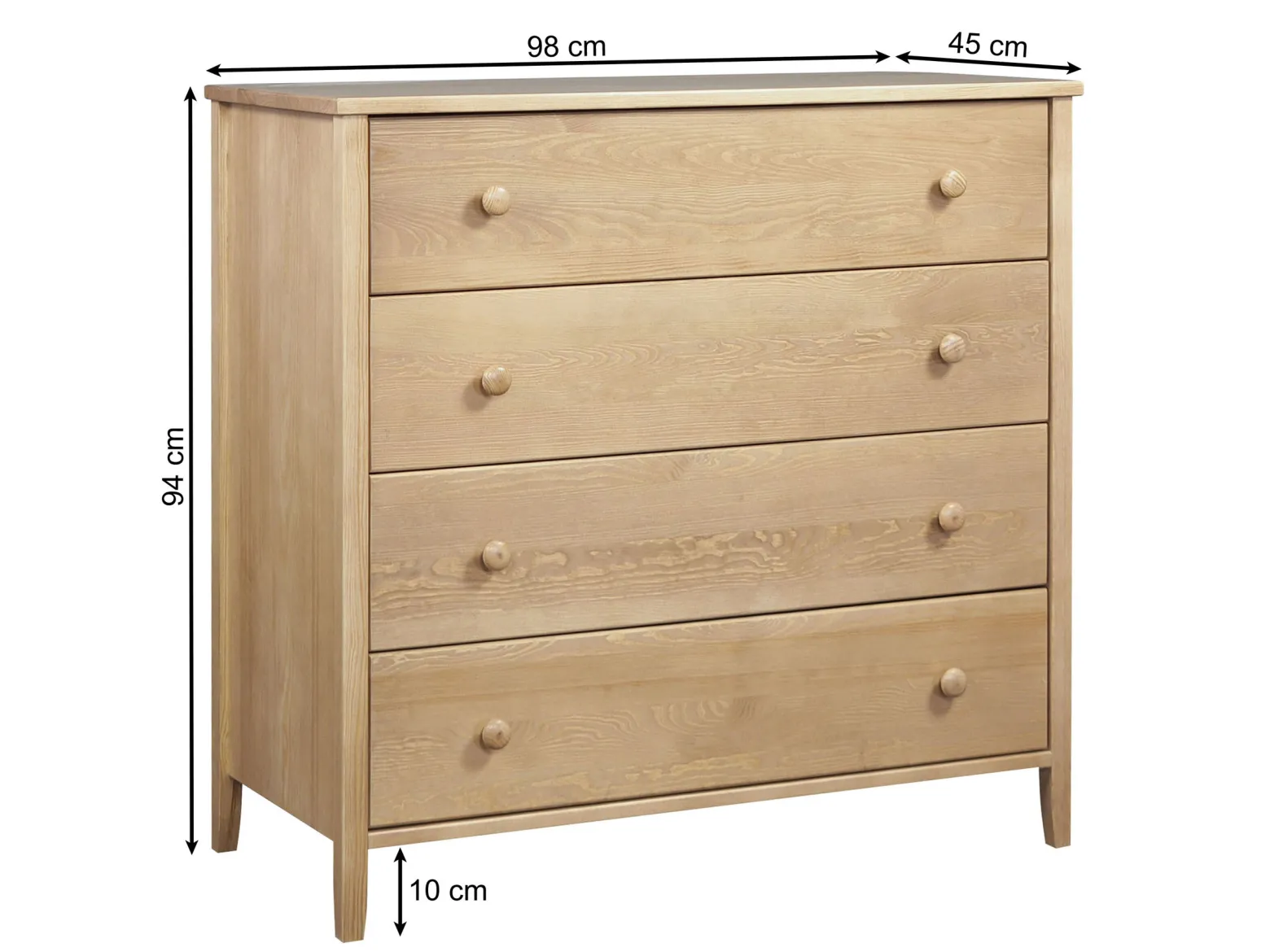 Komoda drewniana COLORADO II, 4 szuflady, kolor orzech