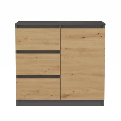 Komoda 1D3S szafka blat antracyt 3 szuflady dąb artisan