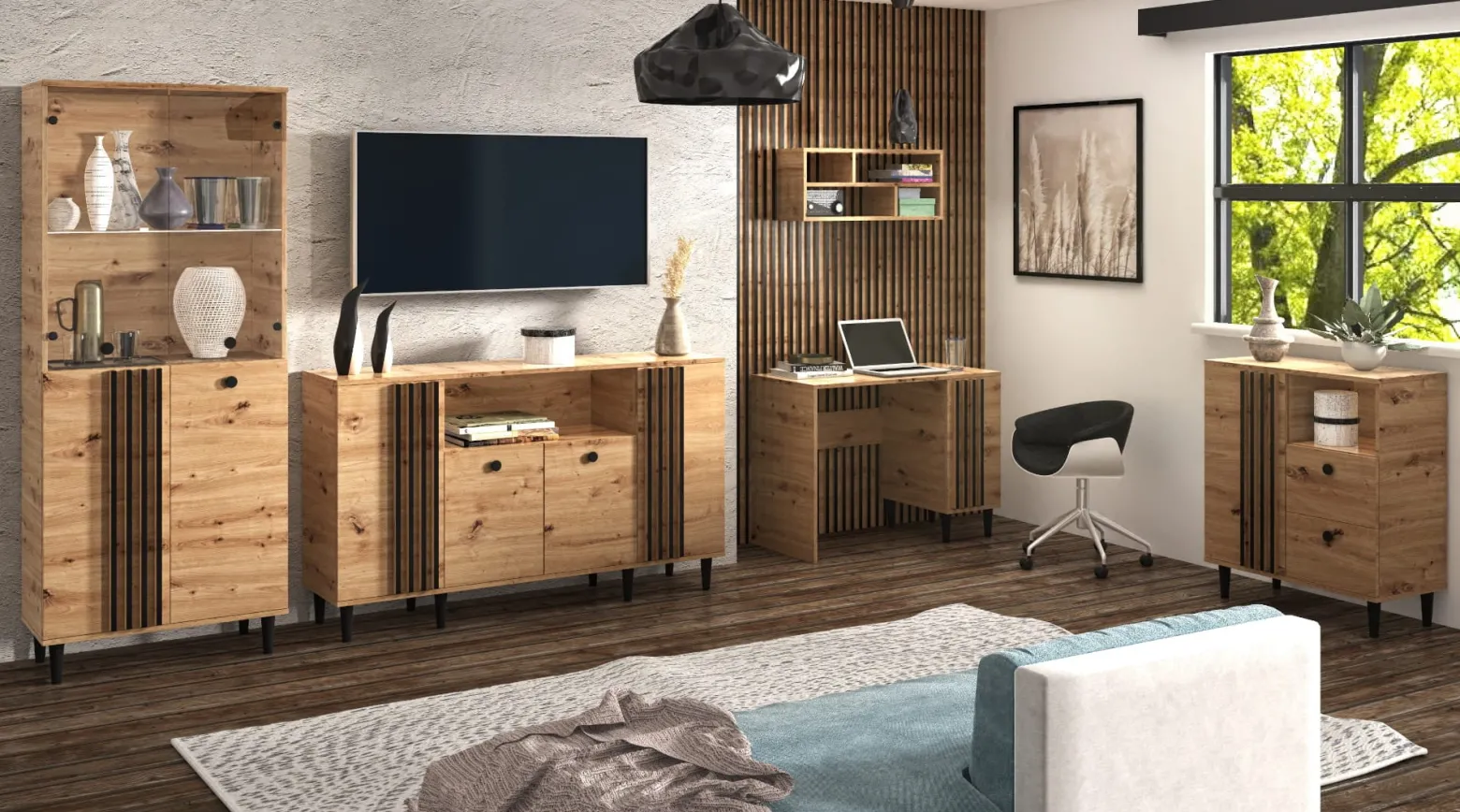 Komoda duża z lamelami LINEA 160 cm
