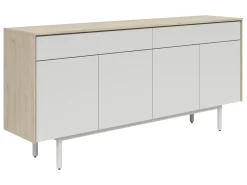 Komoda Ema 180 cm z 4 drzwiami i 2 szufladami jackson hickory/jasny szary