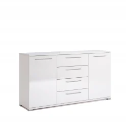 KOMODA Flory 150 cm 4 SZUFLADY i 2 SZAFKI biały połysk