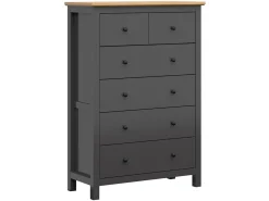 Komoda Hesen 101 cm z 6 szufladami grafit/dąb artisan