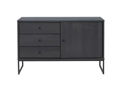 Komoda III drewno i metal MEGAN LOFT, kolor antracyt