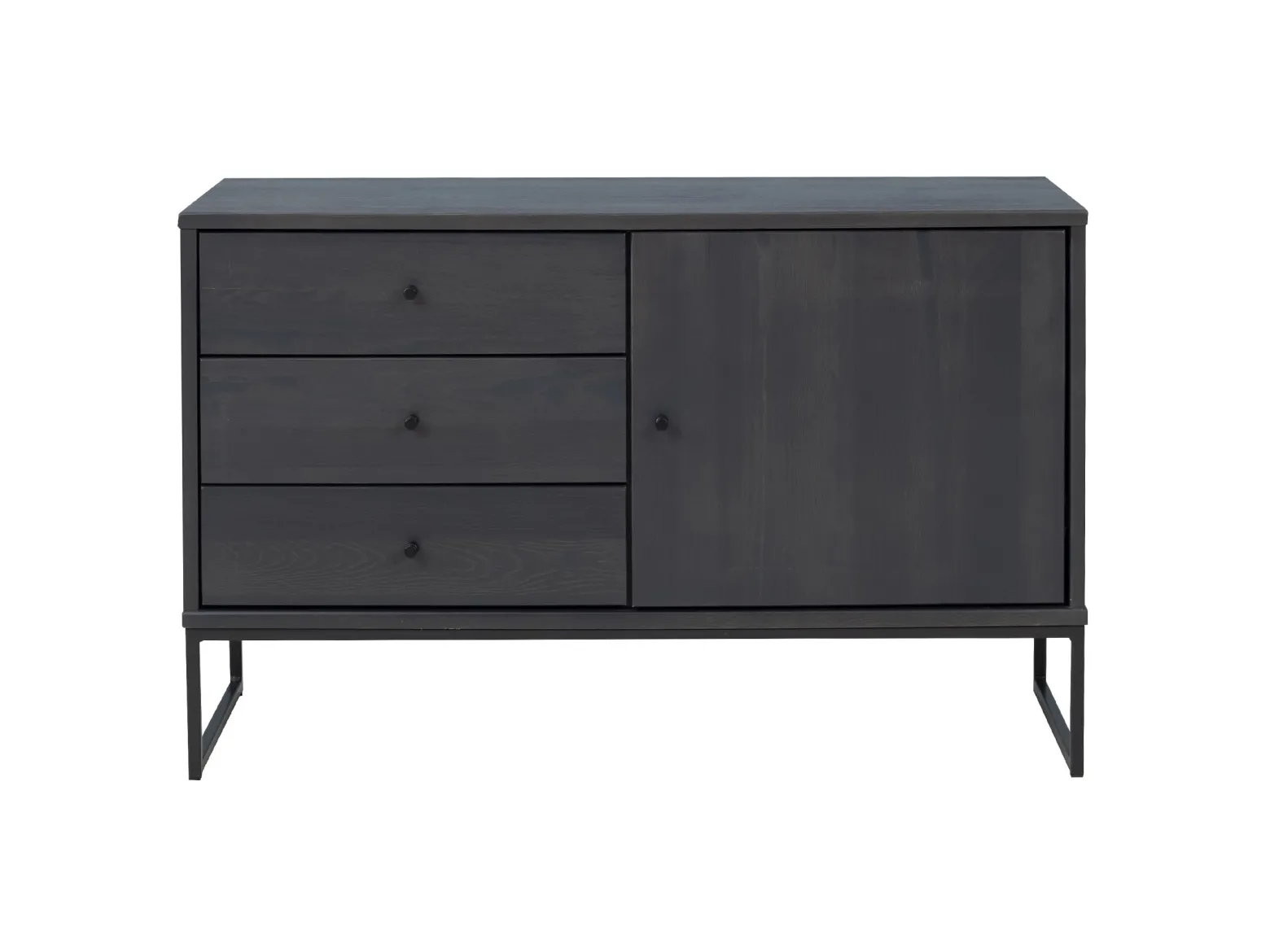 Komoda III drewno i metal MEGAN LOFT, kolor antracyt