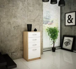 Komoda K026 Dąb Sonoma-Biały 85x45x35 cm Bestseller