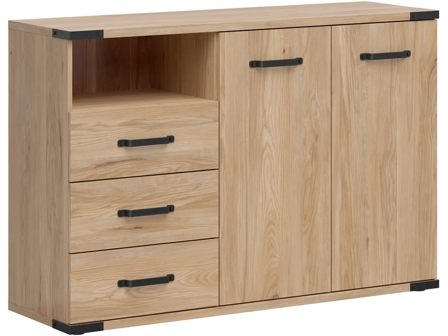 Komoda Lara 130 cm z 2 drzwiami 3 szufladami i półką jesion belarus