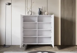 Komoda LOKET 120 cm biały/biały MDF z ryflowaniem M9