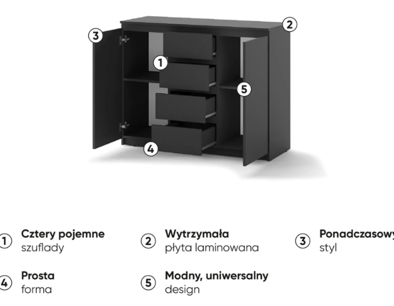 Komoda MINIO go for it JADIA 4 czarna 1 szt.
