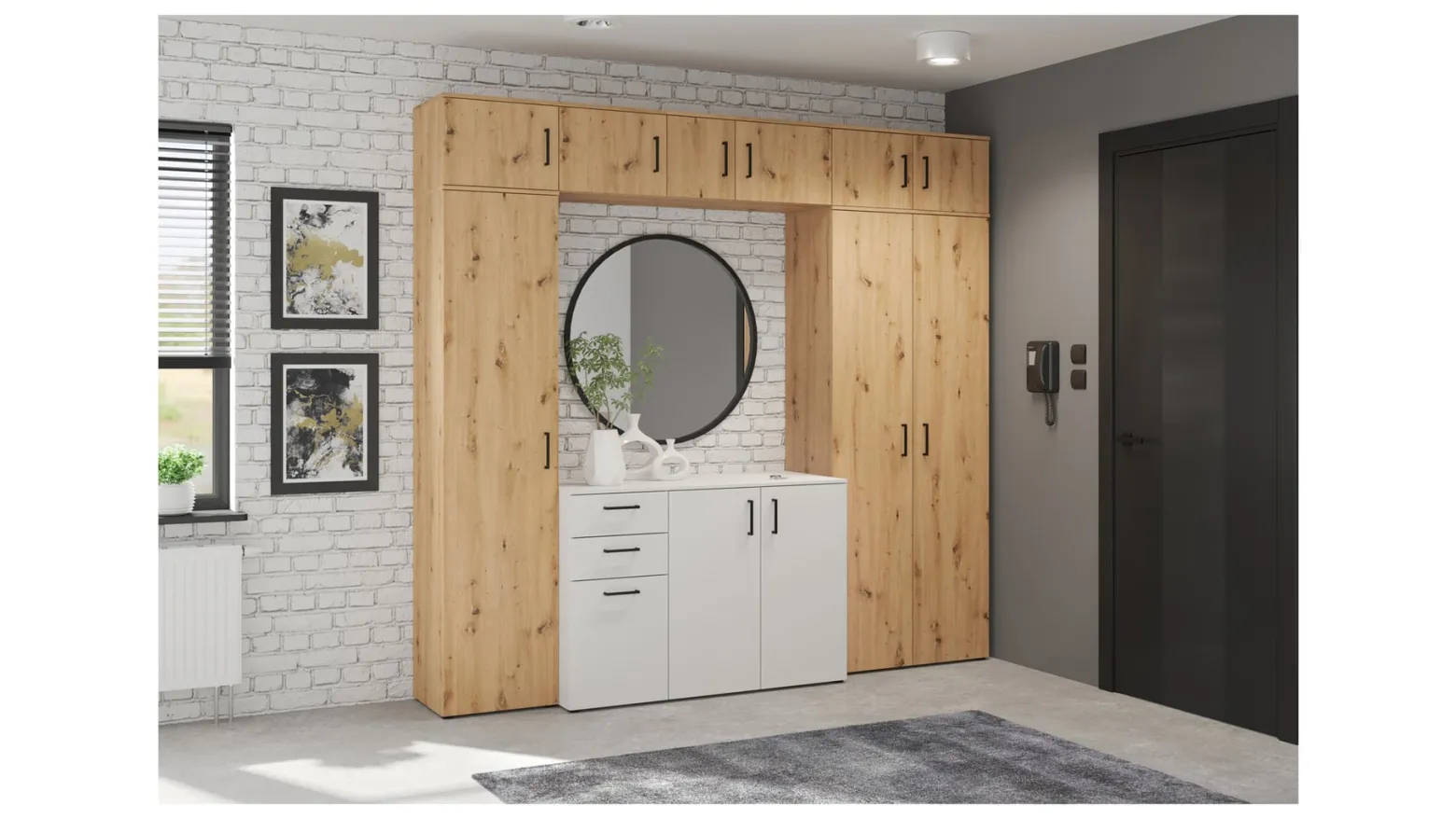 Komoda MultiDo 80 cm z 2 drzwiami i 2 szufladami dąb artisan