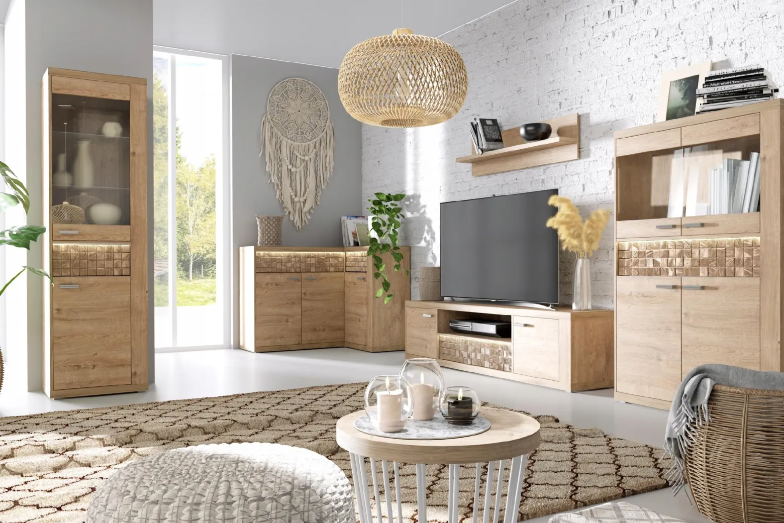 Komoda NATURAL 102 cm dąb ribbeck pojemna półki drzwi