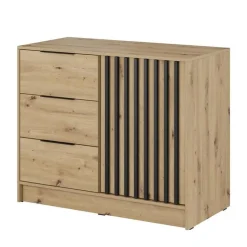 Komoda Nelly lamele 2D z szufladami dąb artisan