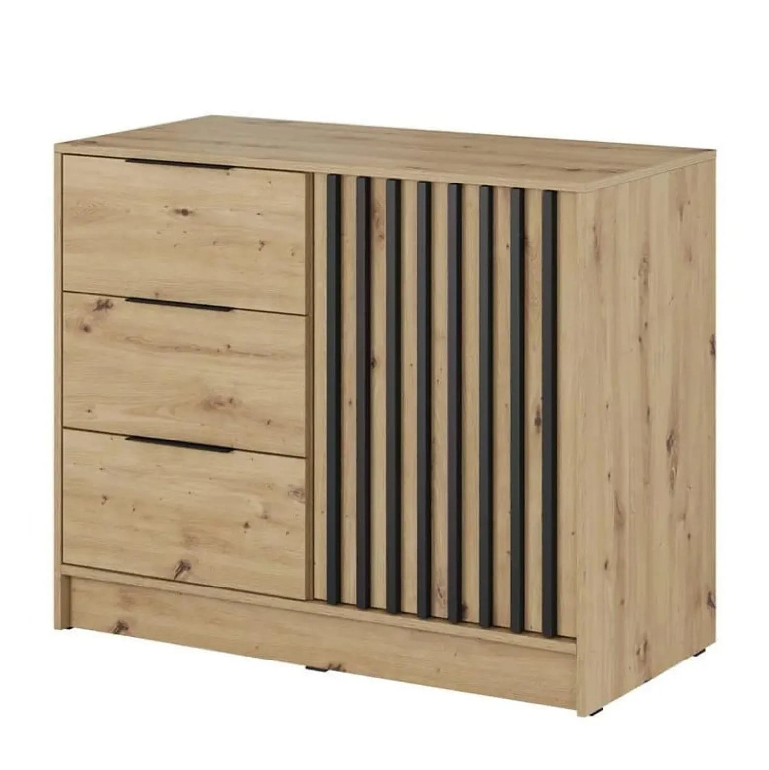 Komoda Nelly lamele 2D z szufladami dąb artisan