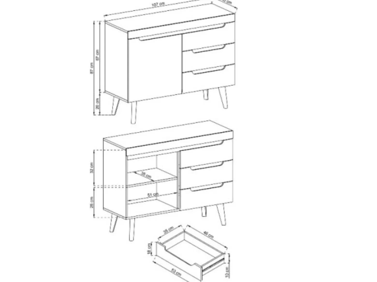 Komoda NORDI NKSZ107 Biały