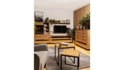 Komoda Ostia 117 cm z 4 szufladami i 2 półkami dąb artisan/dąb czarny