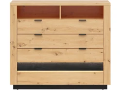 Komoda Ostia 117 cm z 4 szufladami i 2 półkami dąb artisan/dąb czarny