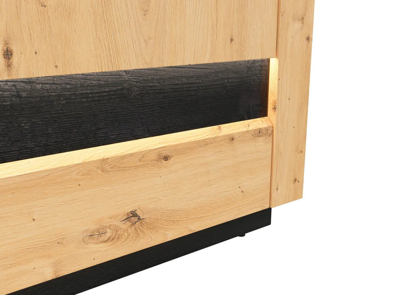 Komoda Ostia 117 cm z 4 szufladami i 2 półkami dąb artisan/dąb czarny