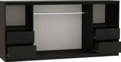 Komoda przesuwna z lamelami 200 cm LOFT czarny / dąb lefkas