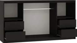 Komoda przesuwna z lamelami 180 cm LOFT czarny / dąb wotan