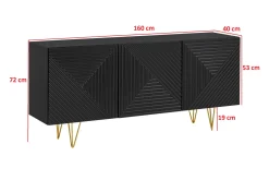 Komoda PYRAMID 160 czarny mat/złota