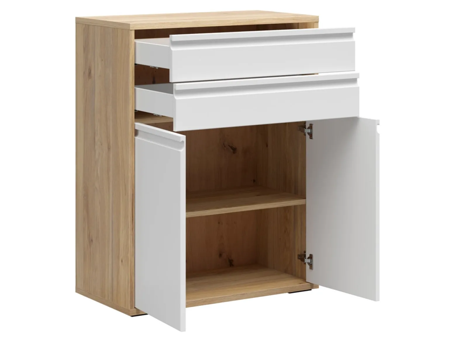 Komoda Reserve 80 cm z 2 drzwiami i 2 szufladami dąb mauvella/biały