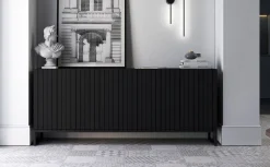 Komoda RTV Loft Szafka RTV Czarny Mat Glamour Rama Czarna